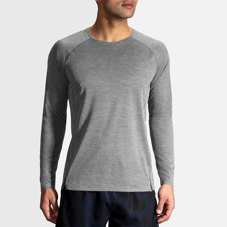 Brooks Ghost Mens Long Sleeve Running Shirt - Grey - Philippines (754326SOE)